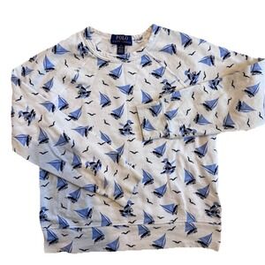 Polo Ralph Lauren boys Long sleeve Boat Print Light Sweatshirt, Size M(10/12)